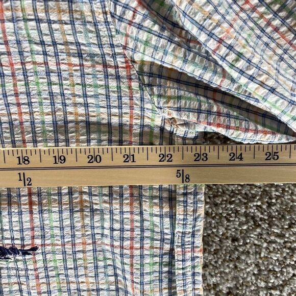 True Flies Shirt Adult Medium White Check Seersucker Button Up Outdoor Fishing - Picture 9 of 13